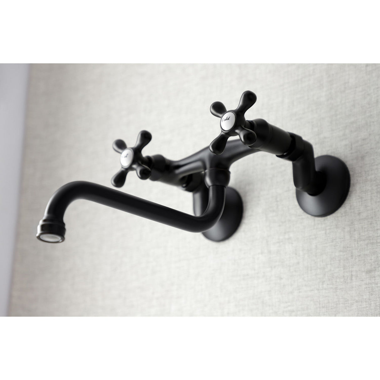 Kingston KS215MB Two-Handle 2-Hole Wall Mount Bathroom Faucet, Matte Black