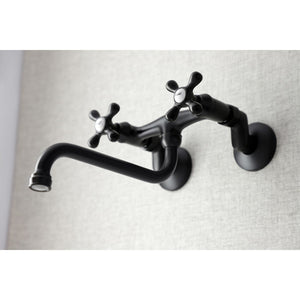 Kingston KS215MB Two-Handle 2-Hole Wall Mount Bathroom Faucet, Matte Black