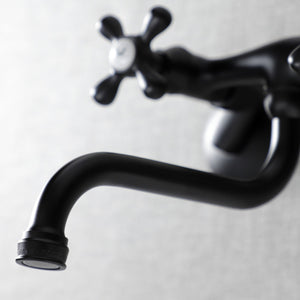 Kingston KS215MB Two-Handle 2-Hole Wall Mount Bathroom Faucet, Matte Black
