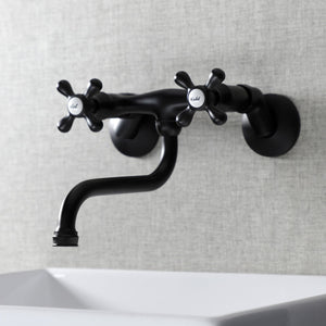 Kingston KS215MB Two-Handle 2-Hole Wall Mount Bathroom Faucet, Matte Black