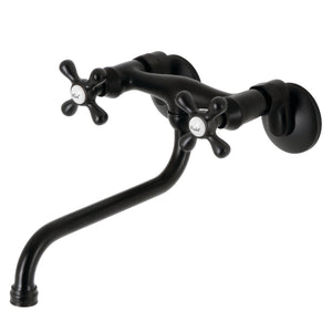 Kingston KS215MB Two-Handle 2-Hole Wall Mount Bathroom Faucet, Matte Black