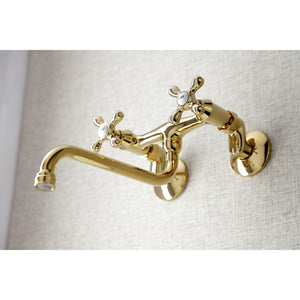 Kingston KS215PB Two-Handle 2-Hole Wall Mount Bathroom Faucet, Polished Brass