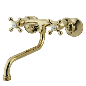 Kingston KS215PB Two-Handle 2-Hole Wall Mount Bathroom Faucet, Polished Brass
