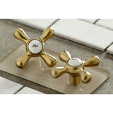 Kingston KS215SB Two-Handle 2-Hole Wall Mount Bathroom Faucet, Brushed Brass