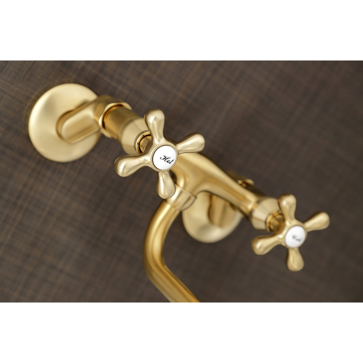 Kingston KS215SB Two-Handle 2-Hole Wall Mount Bathroom Faucet, Brushed Brass