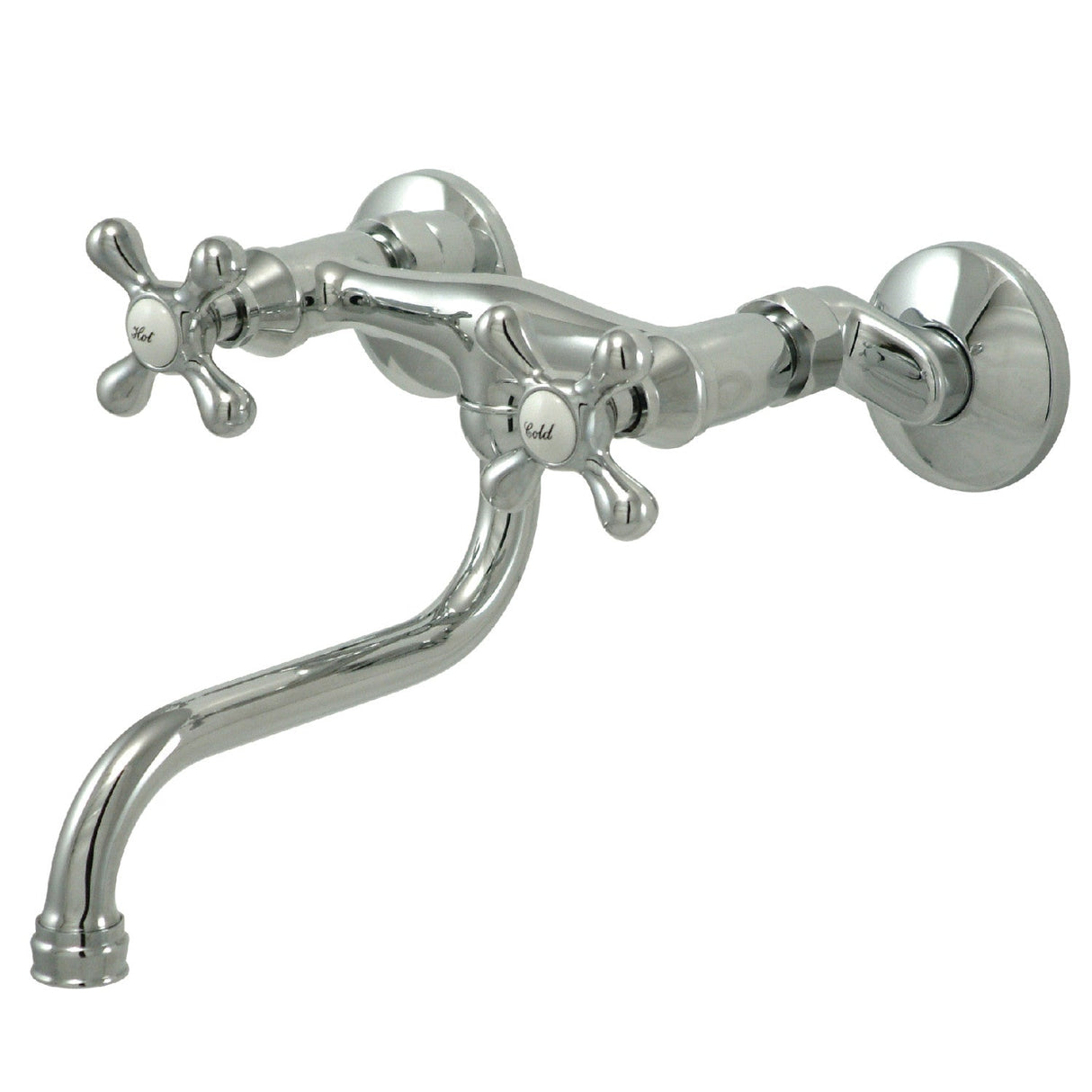 Kingston KS216C Two-Handle 2-Hole Wall Mount Bathroom Faucet, Polished Chrome