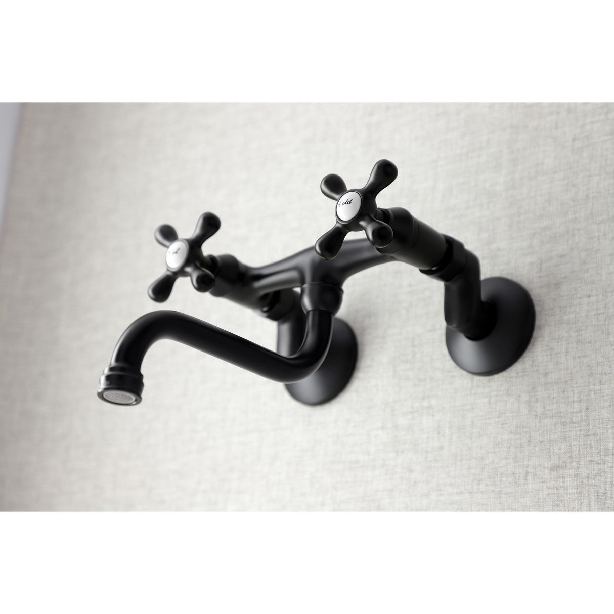 Kingston KS216MB Two-Handle 2-Hole Wall Mount Bathroom Faucet, Matte Black