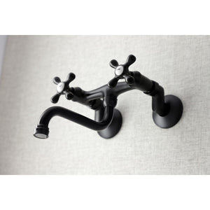 Kingston KS216MB Two-Handle 2-Hole Wall Mount Bathroom Faucet, Matte Black