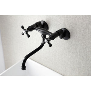 Kingston KS216MB Two-Handle 2-Hole Wall Mount Bathroom Faucet, Matte Black