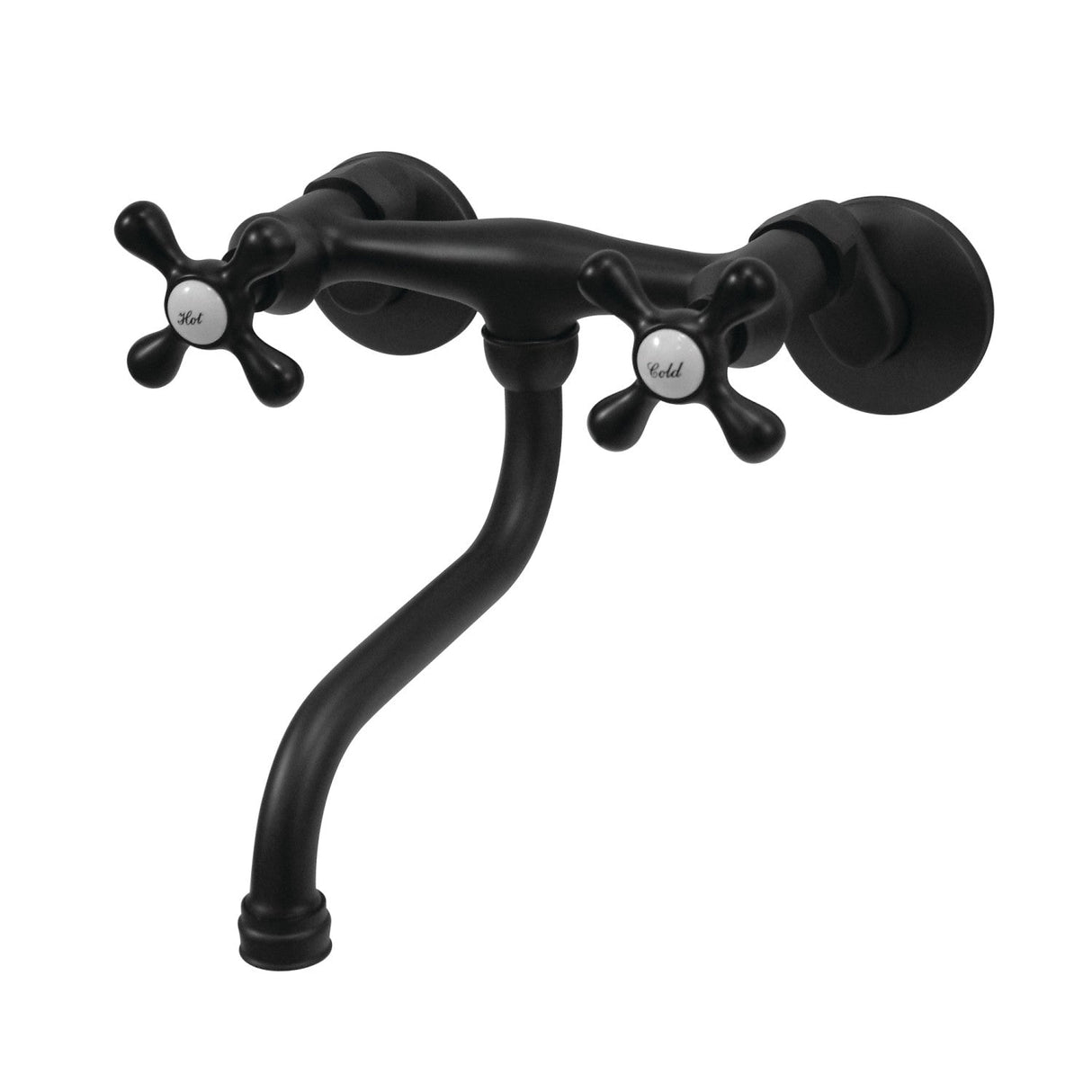 Kingston KS216MB Two-Handle 2-Hole Wall Mount Bathroom Faucet, Matte Black
