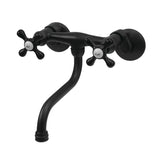 Kingston KS216MB Two-Handle 2-Hole Wall Mount Bathroom Faucet, Matte Black
