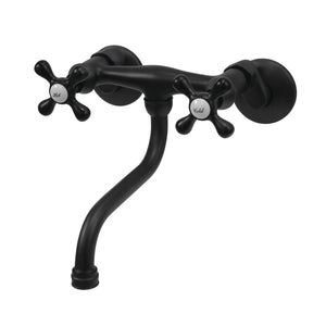 Kingston KS216MB Two-Handle 2-Hole Wall Mount Bathroom Faucet, Matte Black