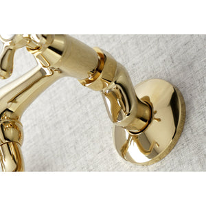 Kingston KS216PB Two-Handle 2-Hole Wall Mount Bathroom Faucet, Polished Brass