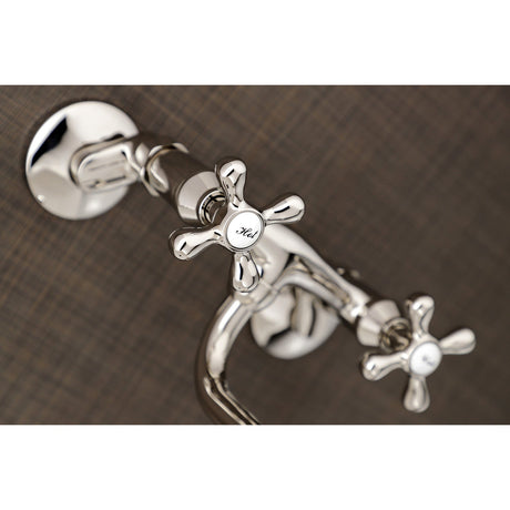 Kingston KS216PN Two-Handle 2-Hole Wall Mount Bathroom Faucet, Polished Nickel