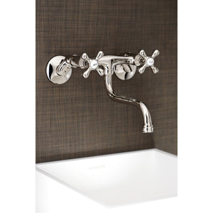 Kingston KS216PN Two-Handle 2-Hole Wall Mount Bathroom Faucet, Polished Nickel
