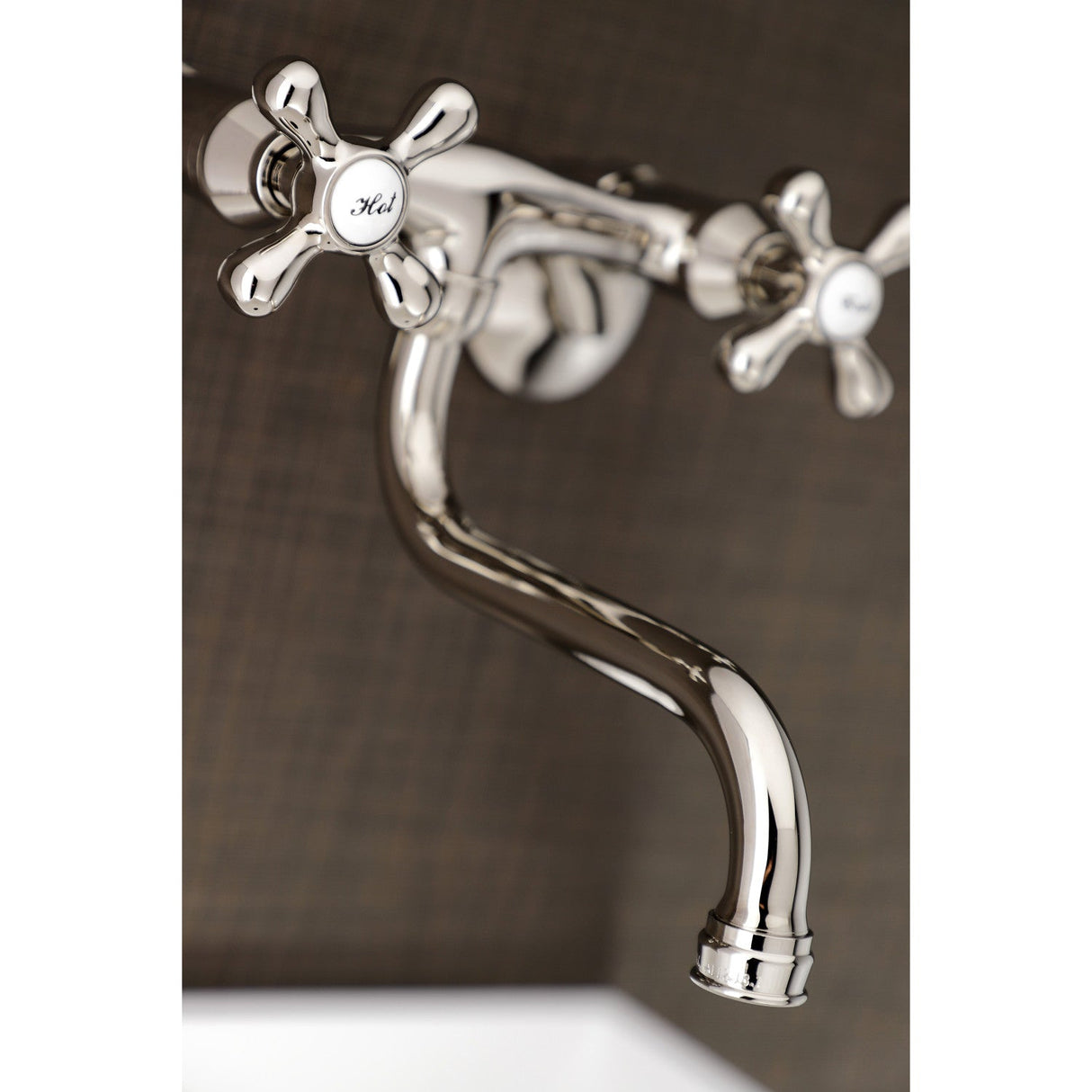 Kingston KS216PN Two-Handle 2-Hole Wall Mount Bathroom Faucet, Polished Nickel