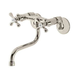Kingston KS216PN Two-Handle 2-Hole Wall Mount Bathroom Faucet, Polished Nickel