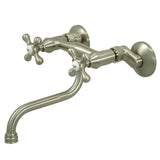 Kingston KS216SN Two-Handle 2-Hole Wall Mount Bathroom Faucet, Brushed Nickel