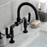 Whitaker KS2170KL Two-Handle 2-Hole Deck Mount Bridge Bathroom Faucet with Pop-Up Drain, Matte Black