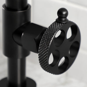 Webb KS2170RKX Two-Handle 2-Hole Deck Mount Bridge Bathroom Faucet with Knurled Handle and Push Pop-Up Drain, Matte Black