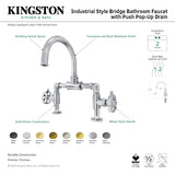 Belknap KS2170RX Two-Handle 2-Hole Deck Mount Bridge Bathroom Faucet with Pop-Up Drain, Matte Black
