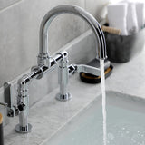 Whitaker KS2171KL Two-Handle 2-Hole Deck Mount Bridge Bathroom Faucet with Pop-Up Drain, Polished Chrome