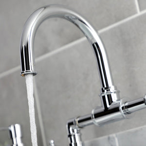Belknap KS2171RX Two-Handle 2-Hole Deck Mount Bridge Bathroom Faucet with Pop-Up Drain, Polished Chrome