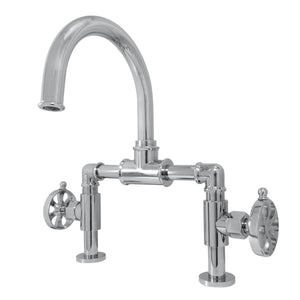 Belknap KS2171RX Two-Handle 2-Hole Deck Mount Bridge Bathroom Faucet with Pop-Up Drain, Polished Chrome