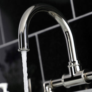 Whitaker KS2176KL Two-Handle 2-Hole Deck Mount Bridge Bathroom Faucet with Pop-Up Drain, Polished Nickel