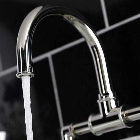 Belknap KS2176RX Two-Handle 2-Hole Deck Mount Bridge Bathroom Faucet with Pop-Up Drain, Polished Nickel