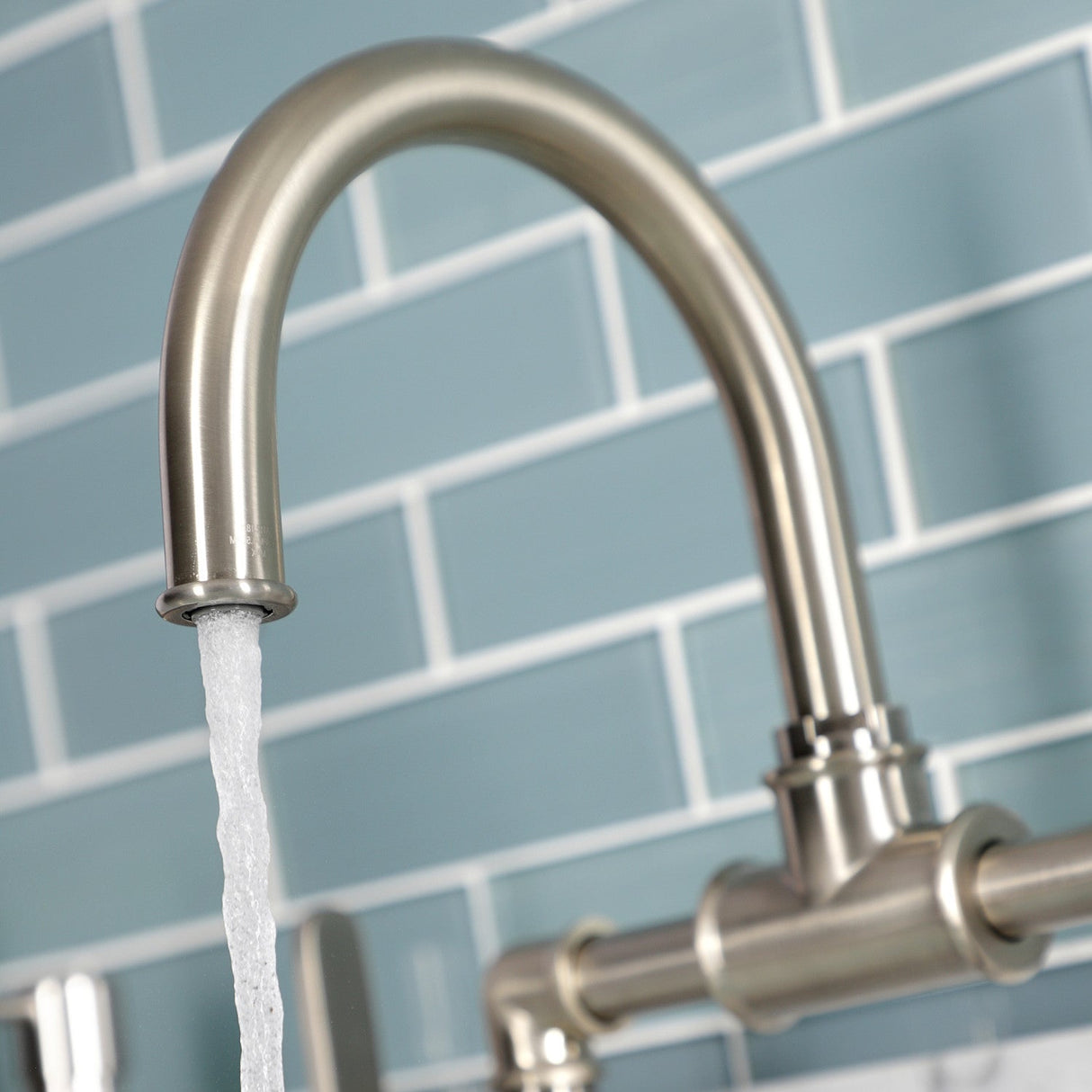 Whitaker KS2178KL Two-Handle 2-Hole Deck Mount Bridge Bathroom Faucet with Pop-Up Drain, Brushed Nickel