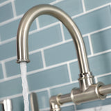 Whitaker KS2178KL Two-Handle 2-Hole Deck Mount Bridge Bathroom Faucet with Pop-Up Drain, Brushed Nickel