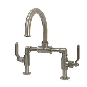 Whitaker KS2178KL Two-Handle 2-Hole Deck Mount Bridge Bathroom Faucet with Pop-Up Drain, Brushed Nickel