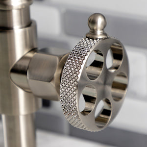 Webb KS2178RKX Two-Handle 2-Hole Deck Mount Bridge Bathroom Faucet with Knurled Handle and Push Pop-Up Drain, Brushed Nickel