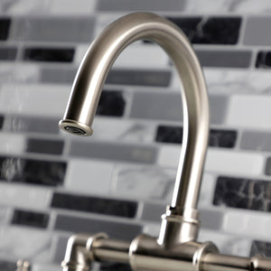 Webb KS2178RKX Two-Handle 2-Hole Deck Mount Bridge Bathroom Faucet with Knurled Handle and Push Pop-Up Drain, Brushed Nickel