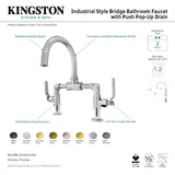 Whitaker KS217KLVN Two-Handle 2-Hole Deck Mount Bridge Bathroom Faucet with Pop-Up Drain, Black Stainless