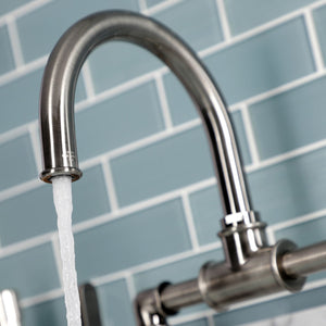 Whitaker KS217KLVN Two-Handle 2-Hole Deck Mount Bridge Bathroom Faucet with Pop-Up Drain, Black Stainless