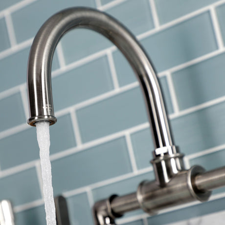 Whitaker KS217KLVN Two-Handle 2-Hole Deck Mount Bridge Bathroom Faucet with Pop-Up Drain, Black Stainless