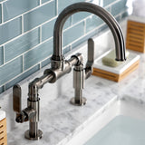 Whitaker KS217KLVN Two-Handle 2-Hole Deck Mount Bridge Bathroom Faucet with Pop-Up Drain, Black Stainless