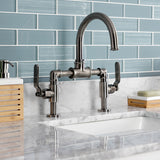 Whitaker KS217KLVN Two-Handle 2-Hole Deck Mount Bridge Bathroom Faucet with Pop-Up Drain, Black Stainless