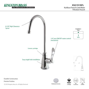 NuWave French KS2191NFL Single-Handle 1-Hole Deck Mount Water Filtration Faucet, Polished Chrome
