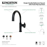 Belknap KS2237RX Single-Handle 1-Hole Deck Mount Bathroom Faucet with Push Pop-Up, Matte Black/Rose Gold