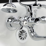 Kingston KS225C Three-Handle 2-Hole Tub Wall Mount Clawfoot Tub Faucet with Handshower, Polished Chrome