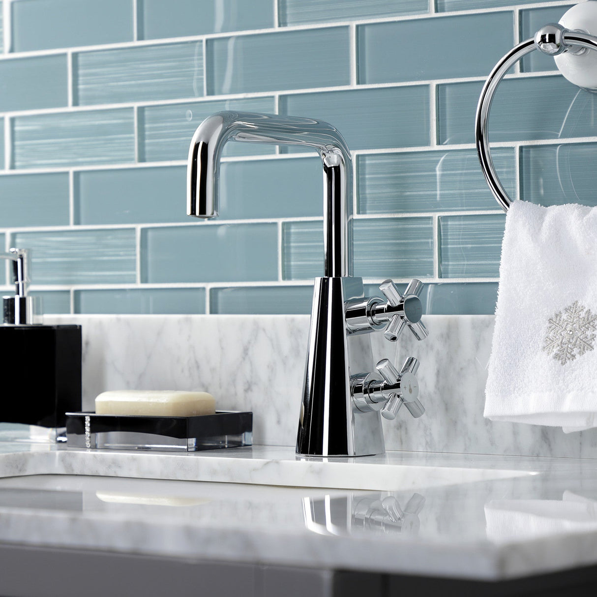 Constantine KS2261DX Two-Handle 1-Hole Deck Mount Bathroom Faucet with Push Pop-Up, Polished Chrome