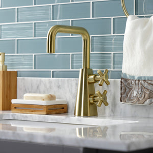 Constantine KS2267DX Two-Handle 1-Hole Deck Mount Bathroom Faucet with Push Pop-Up, Brushed Brass