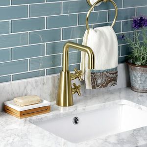 Constantine KS2267DX Two-Handle 1-Hole Deck Mount Bathroom Faucet with Push Pop-Up, Brushed Brass