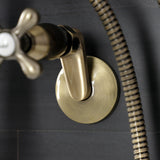 Kingston KS226AB Two-Handle Clawfoot Tub Faucet with Hand Shower, Antique Brass