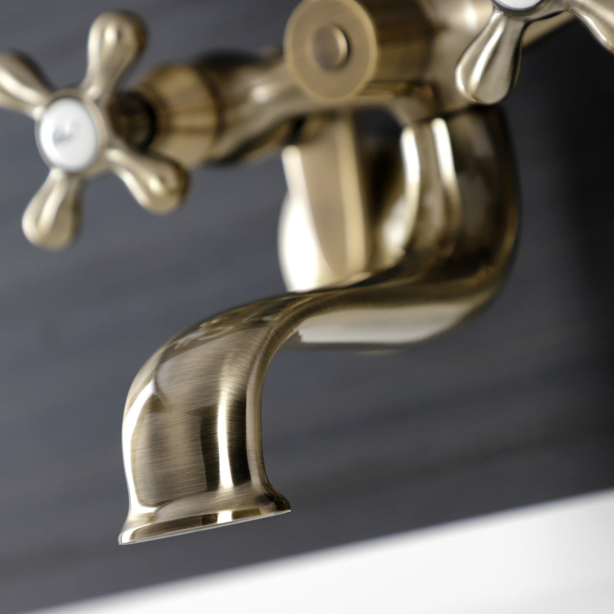 Kingston KS226AB Two-Handle Clawfoot Tub Faucet with Hand Shower, Antique Brass