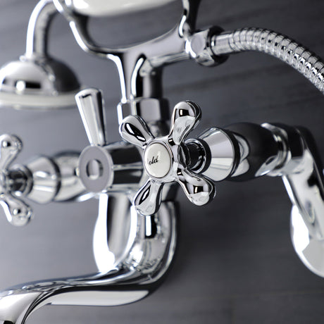 Kingston KS226C Two-Handle Clawfoot Tub Faucet with Hand Shower, Polished Chrome