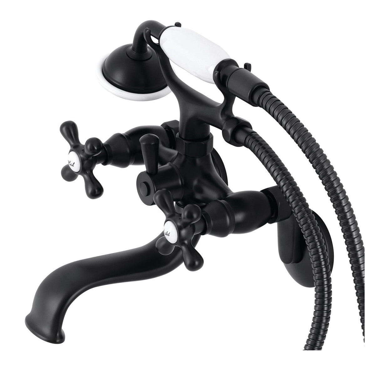 Kingston KS226MB Two-Handle Clawfoot Tub Faucet with Hand Shower, Matte Black
